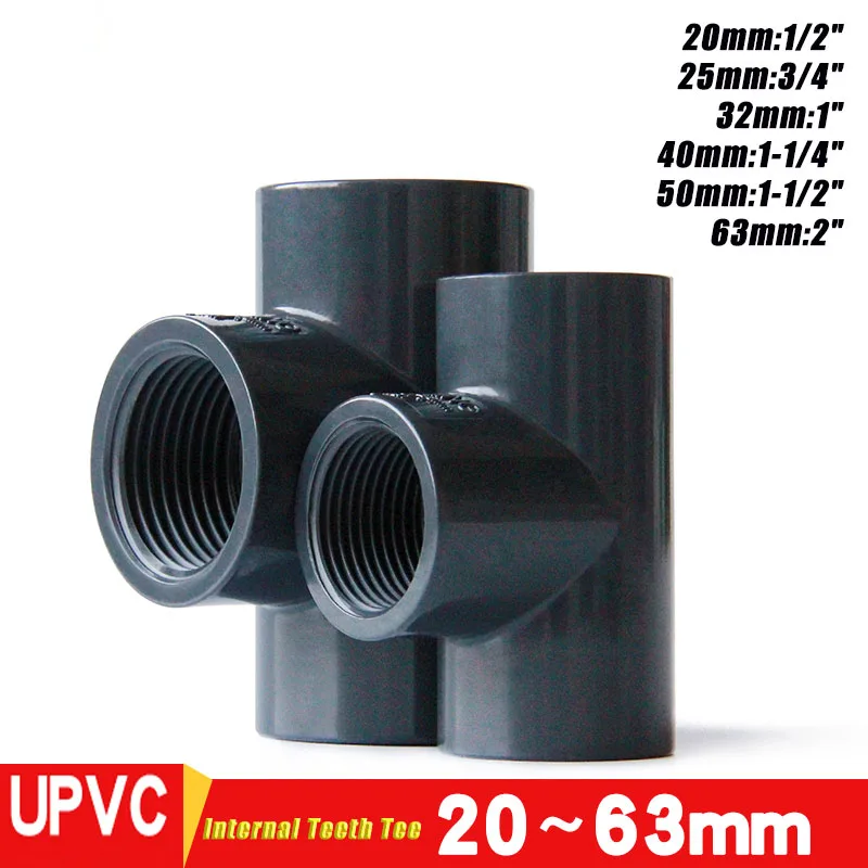 

1-10Pcs/lot 20-63mm UPVC Pipe Connector Tee Joints Aquarium Drainage Tube Fittings Garden Irrigation DIY Accessories