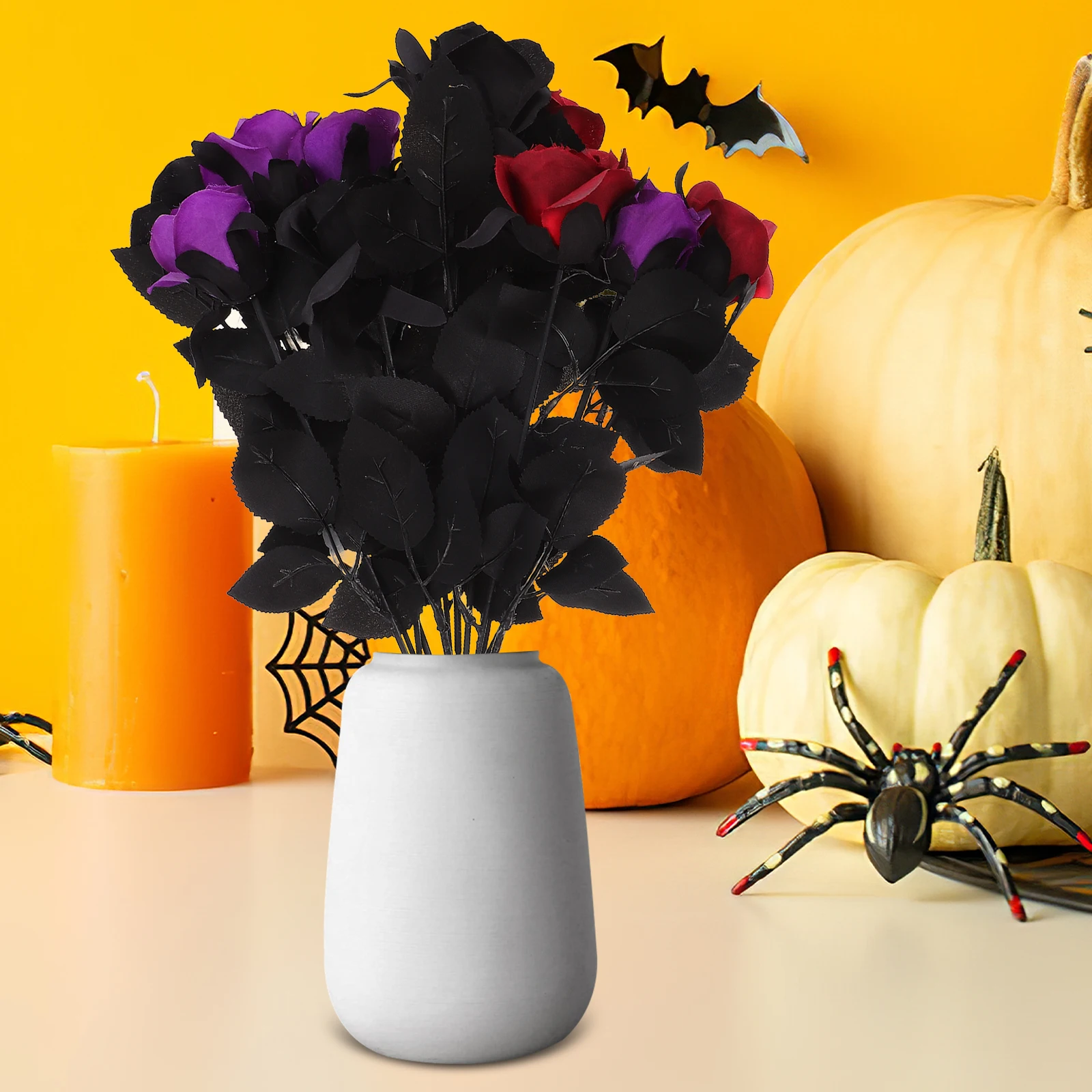 

12 Pcs Artificial Flower Decoration Fake Flowers Roses s Party Decorations Halloween Simulation Faux Silk