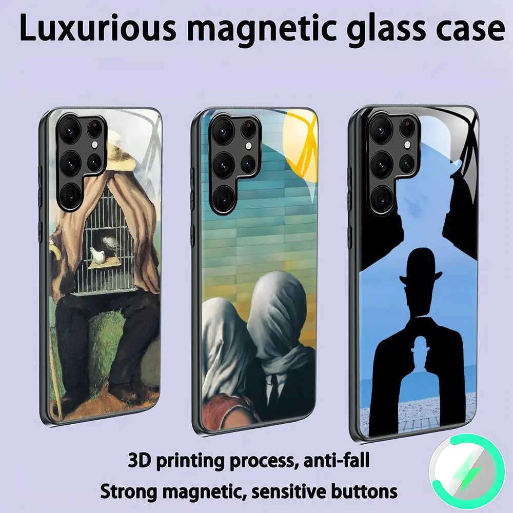 René Magritte Phone Case For Samsung S26 S25 S24 S23 S22 S21 S20 Plus Ultra Glass Magnetic Case