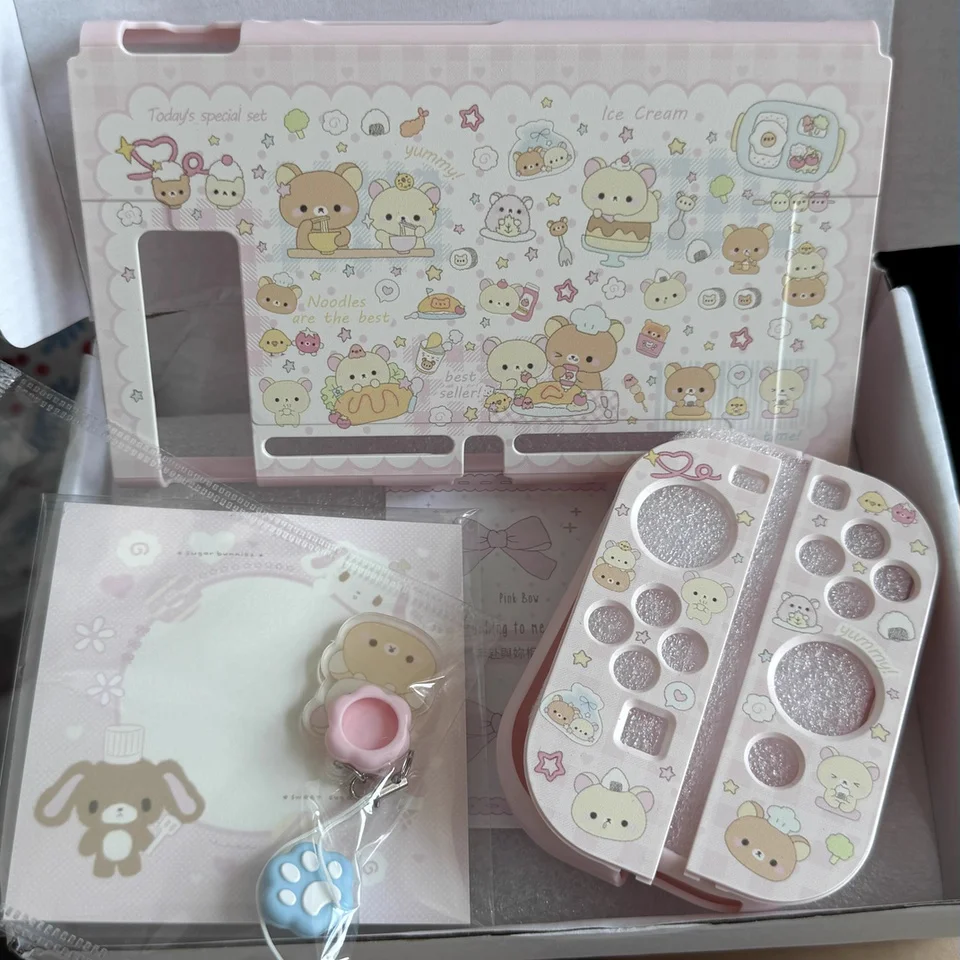 Rilakkuma Diseño original Lindo carcasa protectora de interruptor rosa para Switch2 Oled Soft Shell Compatible con Nintendo NS Sister Lite