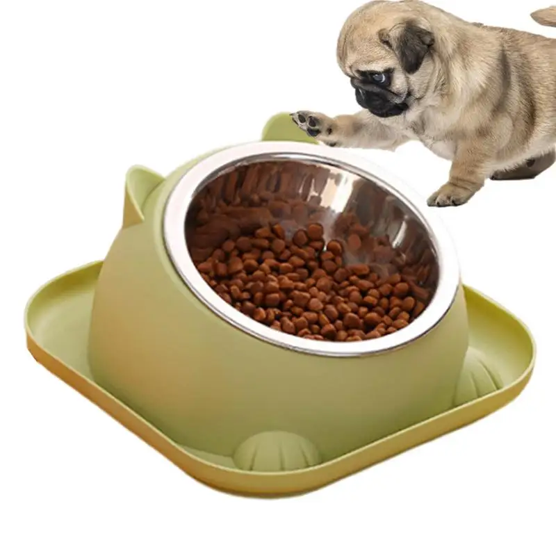 Elevated Cat Bowls Anti-choking Bowl Pet Food Bowls Elevated Tilted Stainless Steel Cat Food Bowl 15-degree Kitten Food Bawl