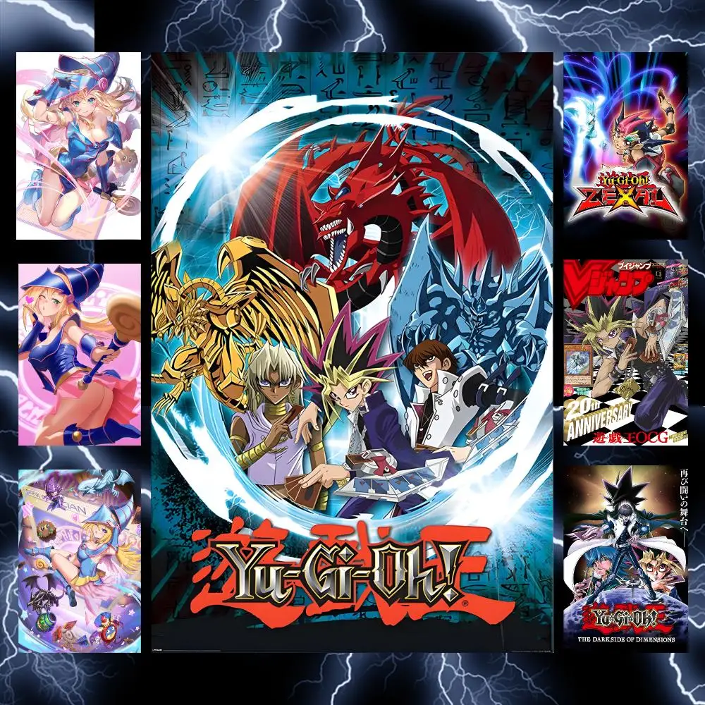 Card Anime Y-Yu-Gi-Oh Poster Self-Adhesive Wall Art Poster HD Waterproof PP Bedroom Cafe Gym Home Decor Gift