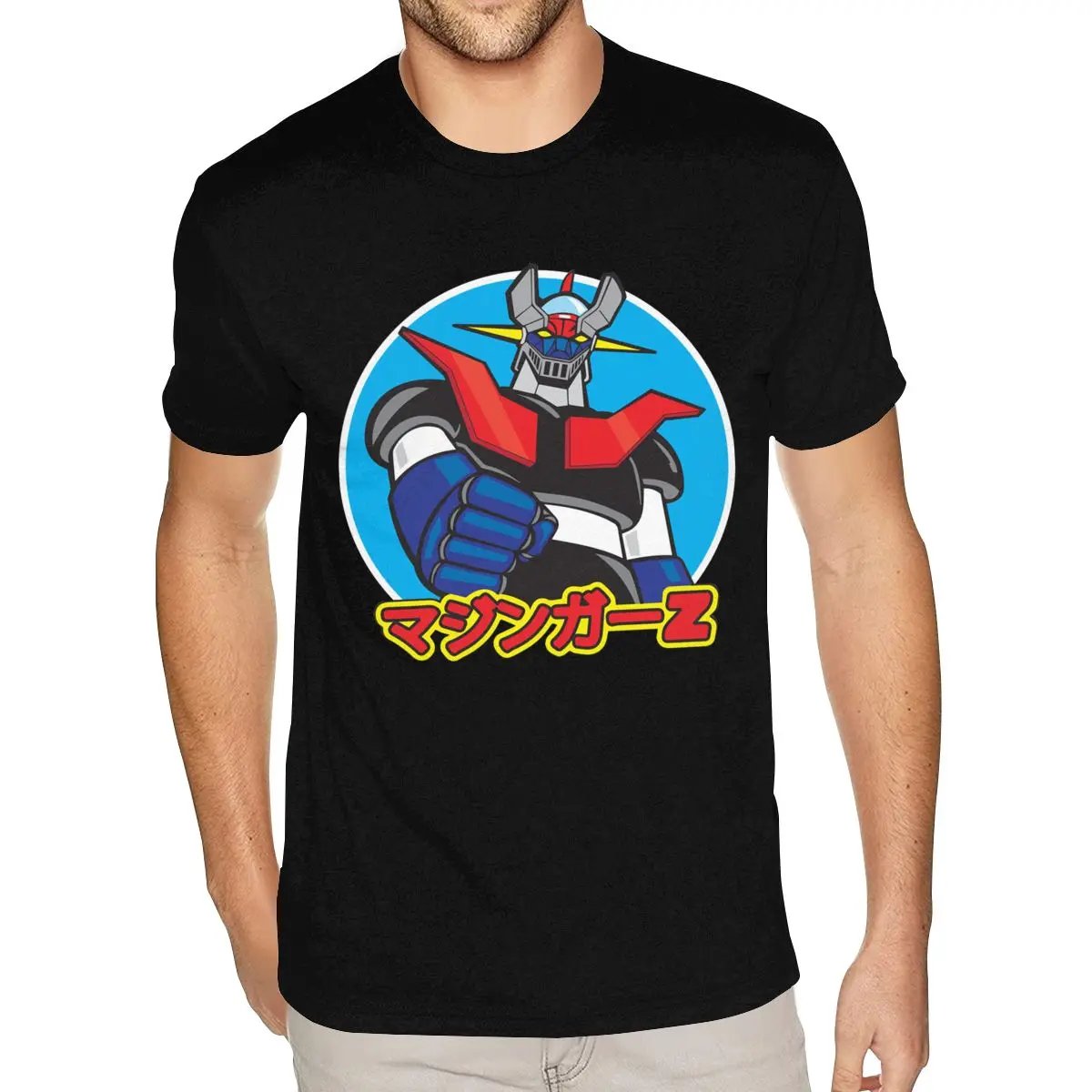 

Забавная футболка японского аниме Mazinger Z, мужская XXXL, хлопковые черные футболки премиум-класса с короткими рукавами и круглым вырезом