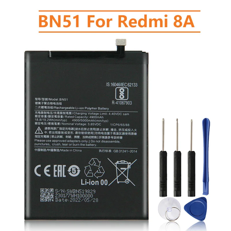 Replacement Battery BN51 For  Xiaomi Redmi 8 Redmi 8A Redmi8 Rechargeable Phone Battery 5000mAh