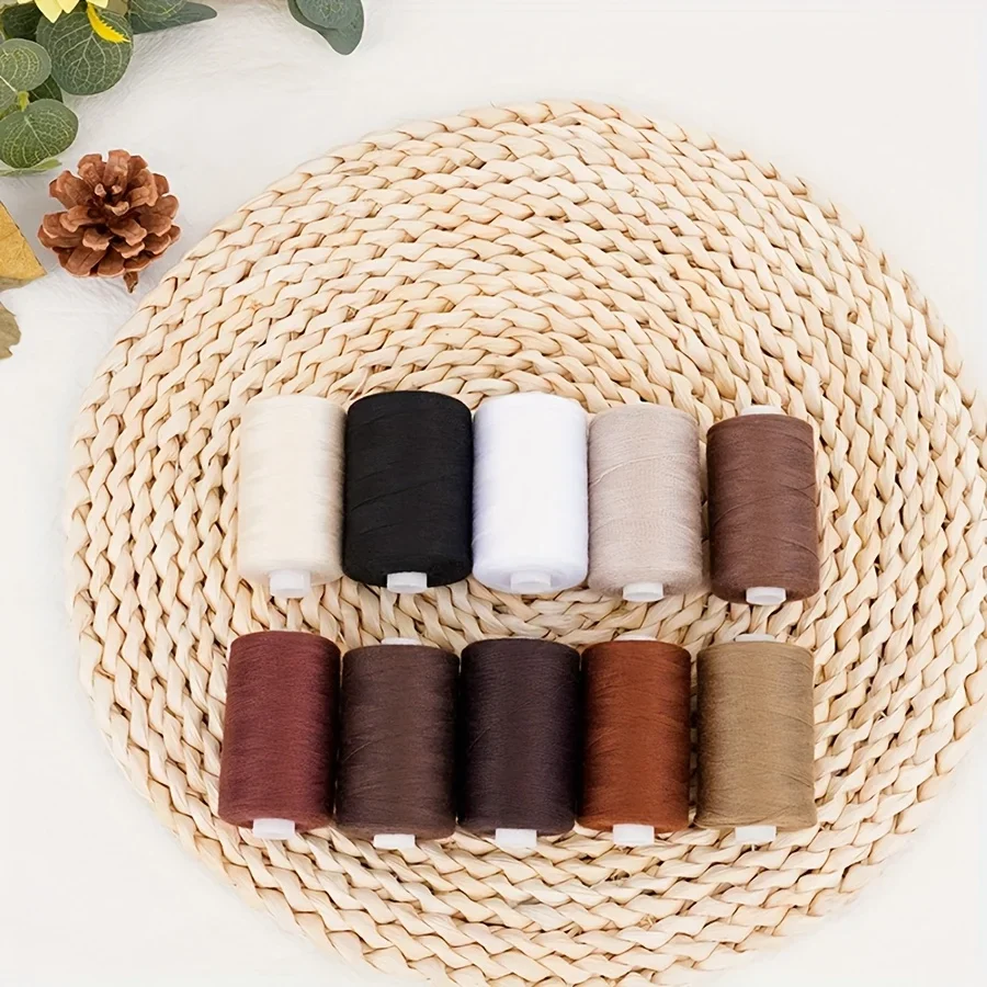 402 Hand Sewing Thread Brown Series 1000m Sewing Machine Thread DIY Household Polyester Thread 10 Color Sewing Thread Set