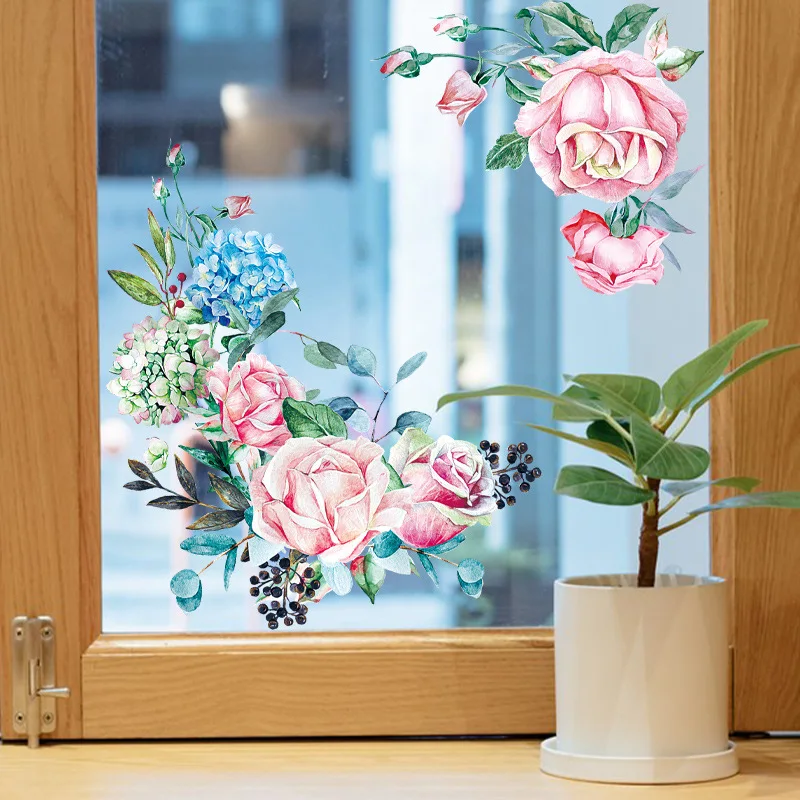 Hand-Painted Watercolor Roses Toilet Sticker Bathroom Toilet Cover Sticker Wall Stickers Wc For Home Decoration 2026 Christmas
