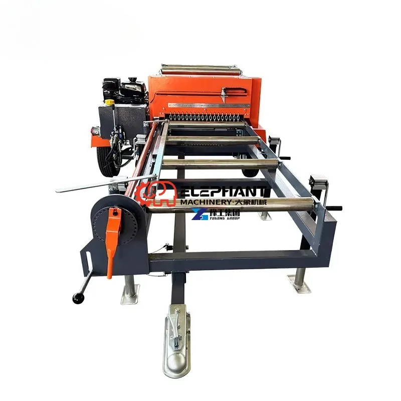 Hydraulic Wood Edger Twin Blade Board Edger Mobile Petrol Engine Sawmill Automatic Twin Circular Blades Wood Board Edgers