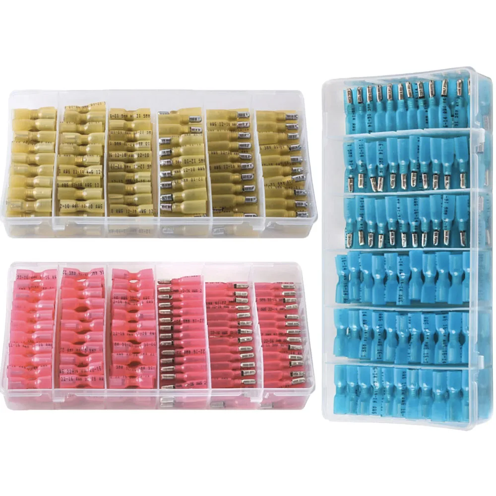 

200 шт. термоусадочные пулевые соединители-женский и мужской водонепроницаемый полностью изолированный электрический обжимной провод, набор клемм