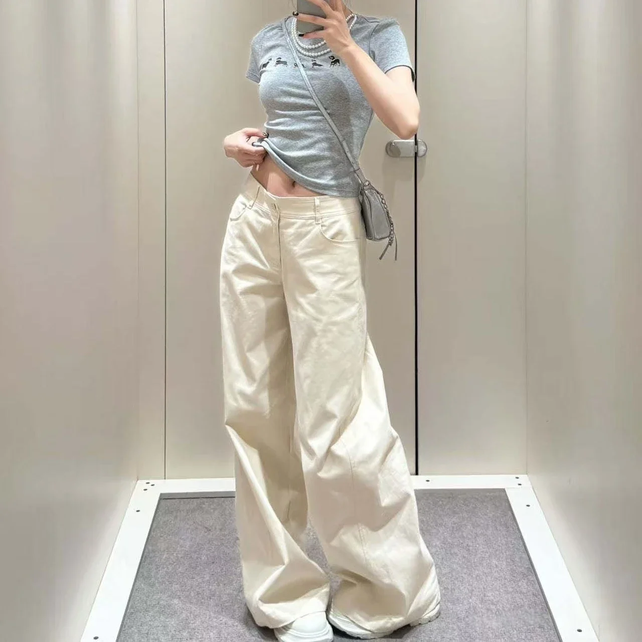 

Accolade Women Wide-leg pants Loose-Fit High waist Slimming Straight-Leg Draped Versatile Trousers Casual Pants