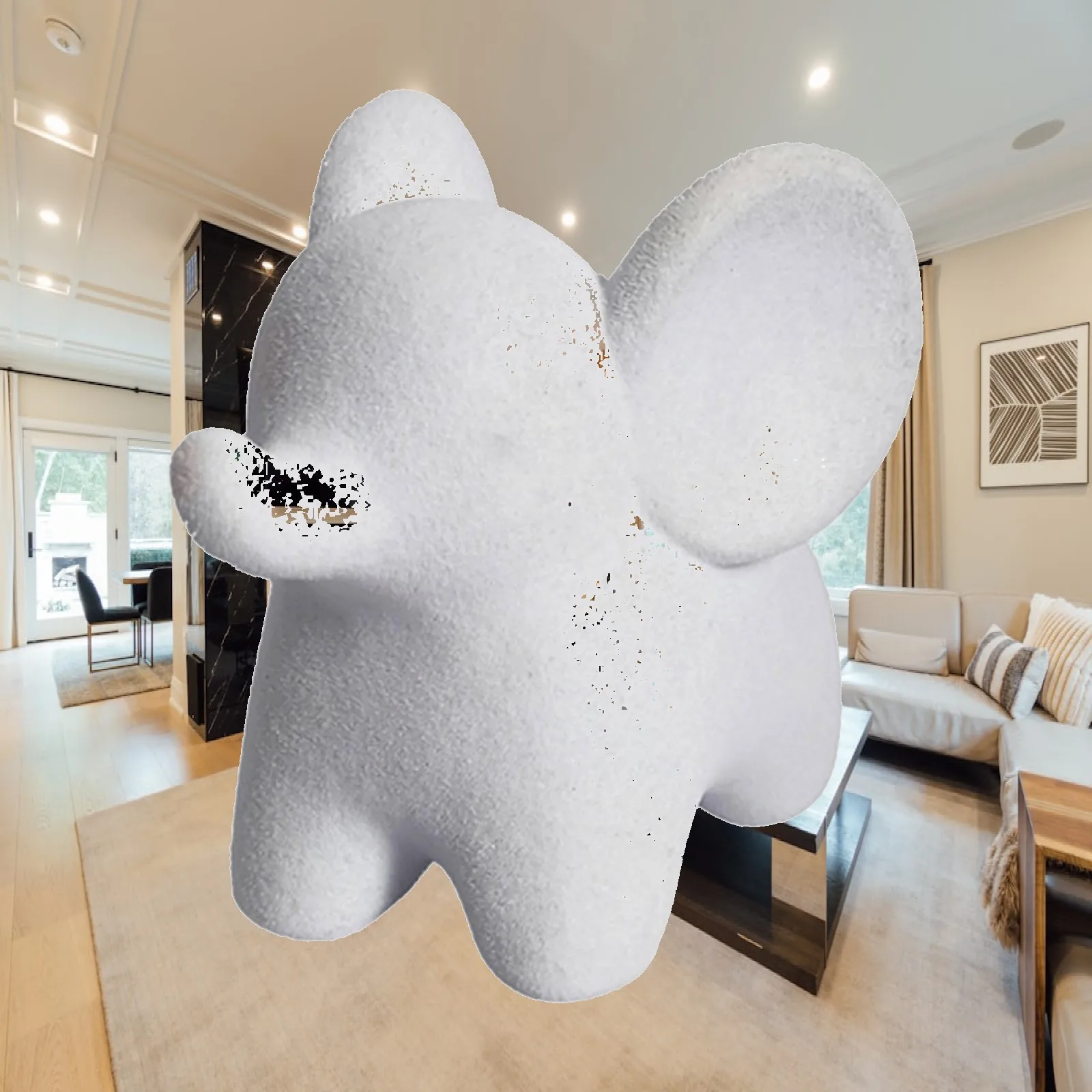 Resin Flocking Elephant Statue Animal Sculpture Home Decor Desktop Figure Miniature Figurine for Housewarming Bedroom Kitchen