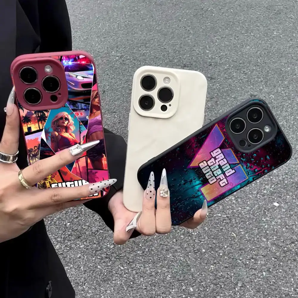 Чехол для телефона R-rockstar Gta 6 Grand Theft Auto для iPhone 17 13 12 11 Pro Max 16 15 14 Plus, мягкий, черный, цвета конфет, полностью закрывающий