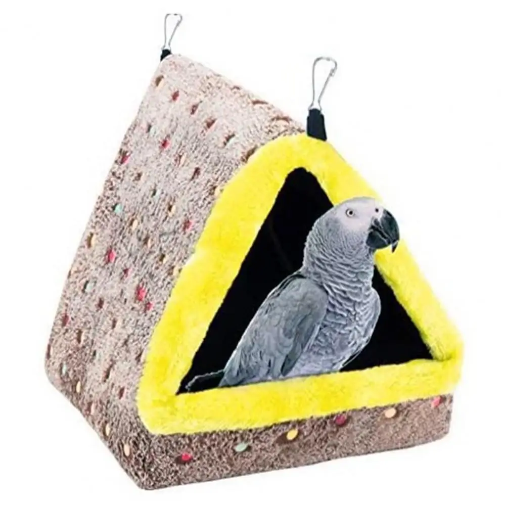 

Winter Warm Bird Nest House Triangle Shape Thickened Bird Parrot Hanging Hammock Birds Hideaway Sleeping Bed Perch Swing