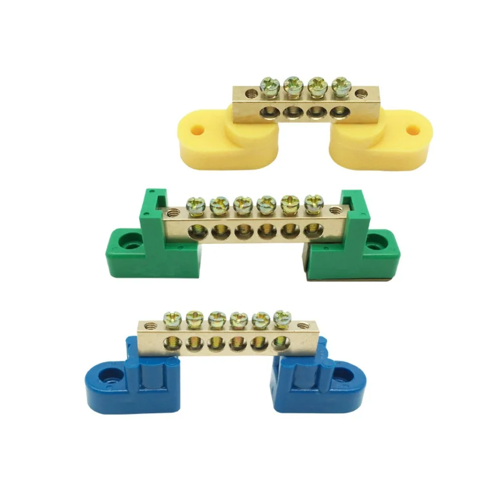1Pcs Copper Screw Terminal Block Bar Wiring Row Zero Ground Brass Strip Protection Flame Retardant Distribution Box Connection