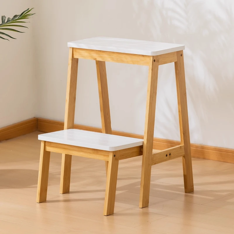 

Foldable Kitchen Step Stool & Bar Stool 2-Step Ladder with Non-Slip Pedals for Counter/Storage Space-Saving Collapsible Design