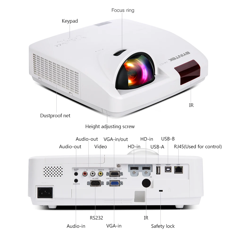 7Years OEM C600WST Building Outdoor Advertising Projector Interactive High Lumens Overhead Short Throw Mapping Projector