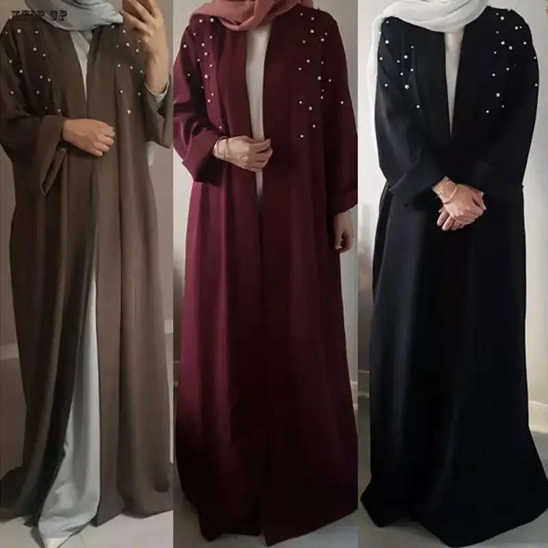 Elegant Simple Abaya for Women, Eid Mubarak, Dubai Muslim Cardigan, Turkey Islamic Clothing, Caftan, Arabic Female Modest Robe