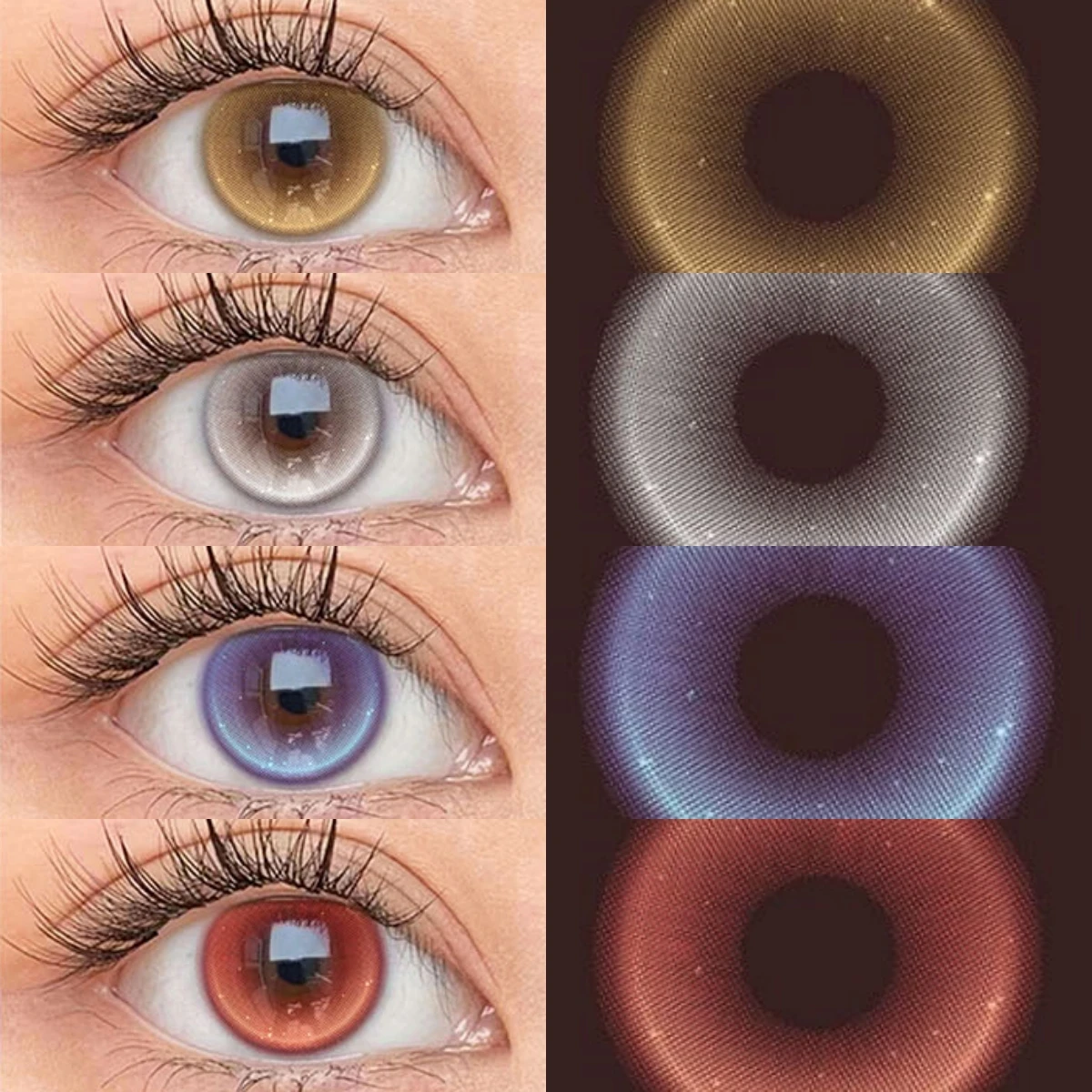 VISUASHOW Monaco Brown Farbige Kontaktlinsen mit Sehstärke für Kurzsichtigkeit, 14,2 mm, Multichrome, natürliche, weiche Linsen, tägliche Brillenlinsen, Colorcont