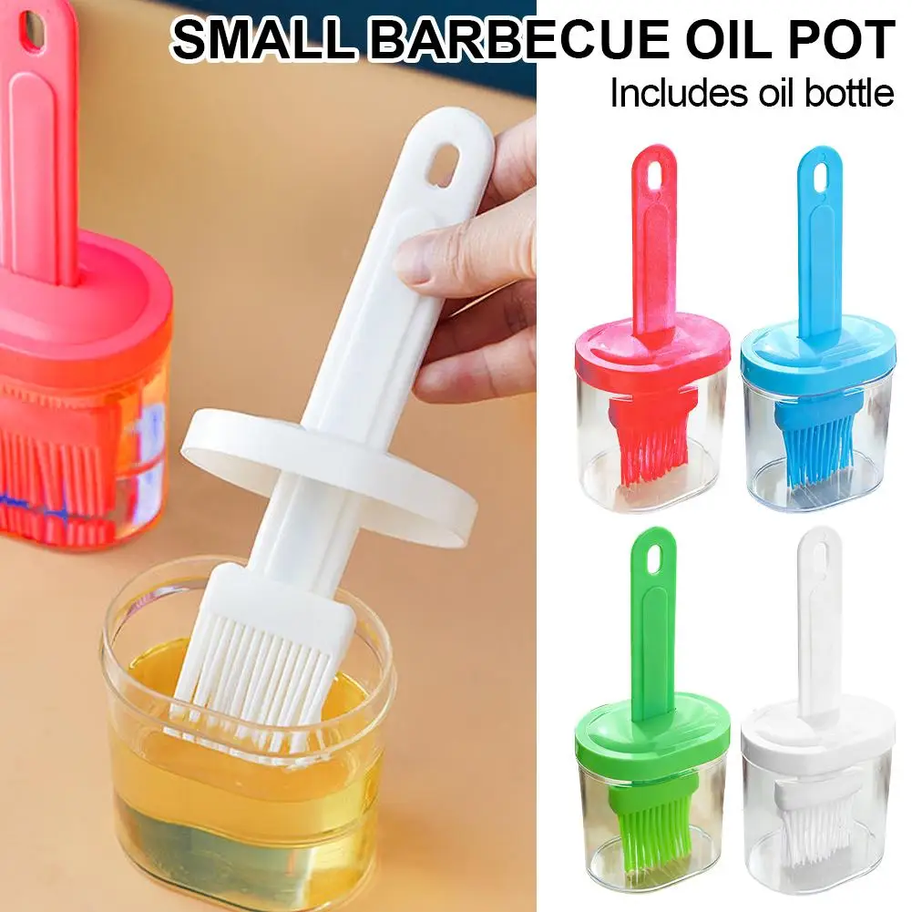 Oil Brush Dispenser Bottle Integrated Silicone High Temperature Resistant Pancake BBQ Baking Cooking Sauce Container Kitchen