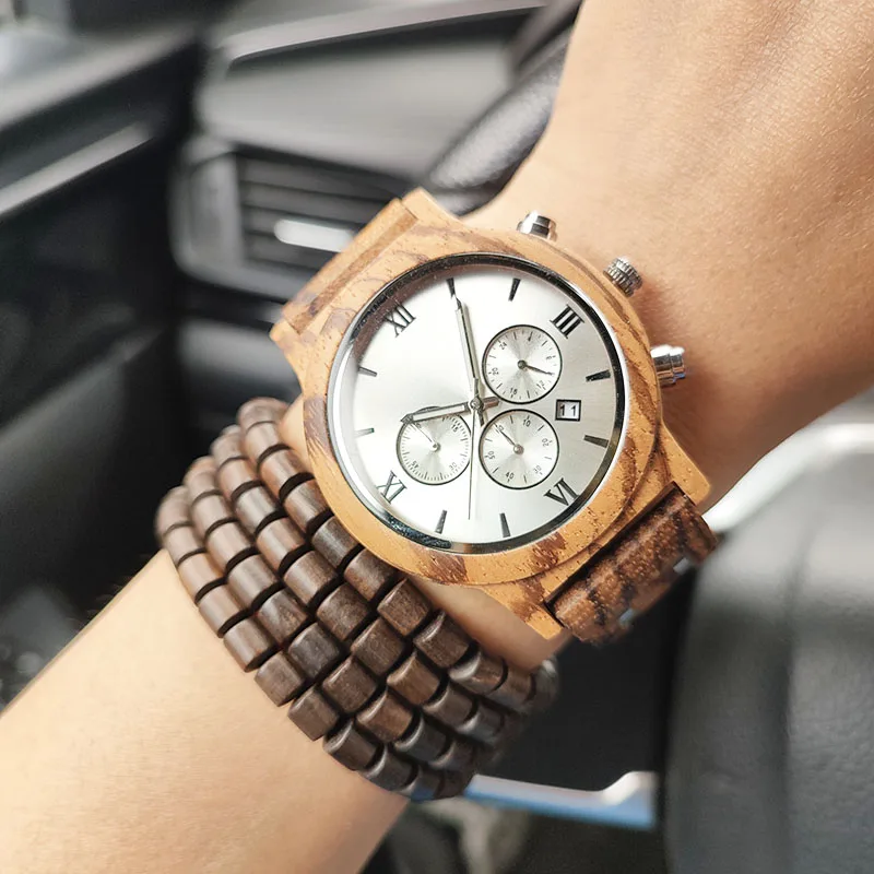 

TIBOOT Wood Watches Men Top Luxury Brand Watch Quartz Montre Homme Casual Complete Calendar Anniversary Gift Watch in Gift Box