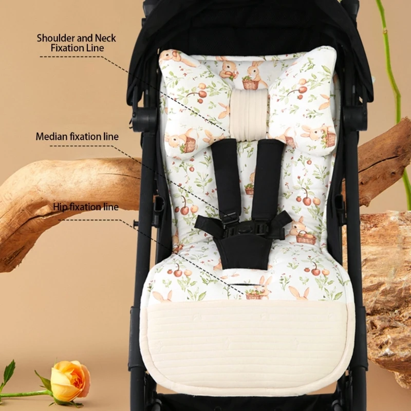Baby Strollers Cushion Liner Mattress Double Sided Soft Cushion Breathable Pram Carriage Pad with Printed Pattern A2UB