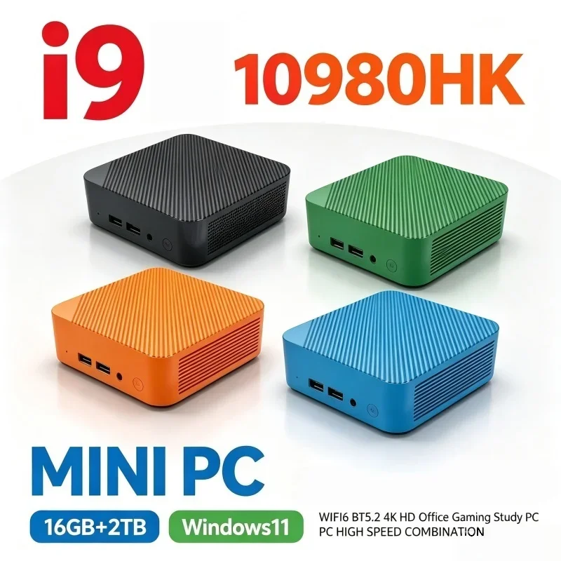 Mini Desktop PC Host Intel Core I9 10980HK Windows 11 16GB RAM 1TB or 2TB SSD WiFi 6 BT5.2 High Speed Business Gaming Computer