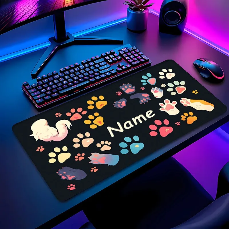 Personalized Cat Paw Print Mouse Pad With Anti-Slip Rubber Base, For Gaming Office, Wonderful Gift Choice For Partners