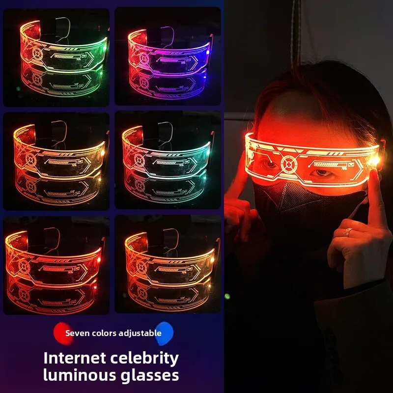 

Colorful LED Luminous Glasses Sci-fi Style Glasses Christmas Party Glasses Bar Jumping Disco Technology Glasses