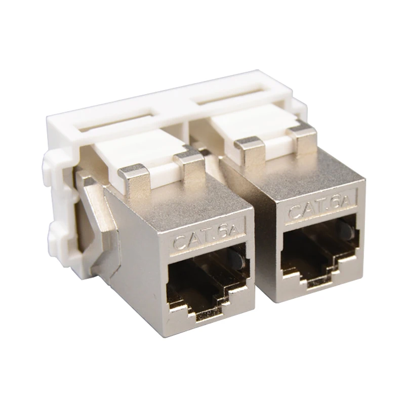 Double Female CAT6A RJ45 Shield Internet Plug Module Shielded 2 Ports CAT.6A Lan Socket Slot F/F Connector For 10GB Network