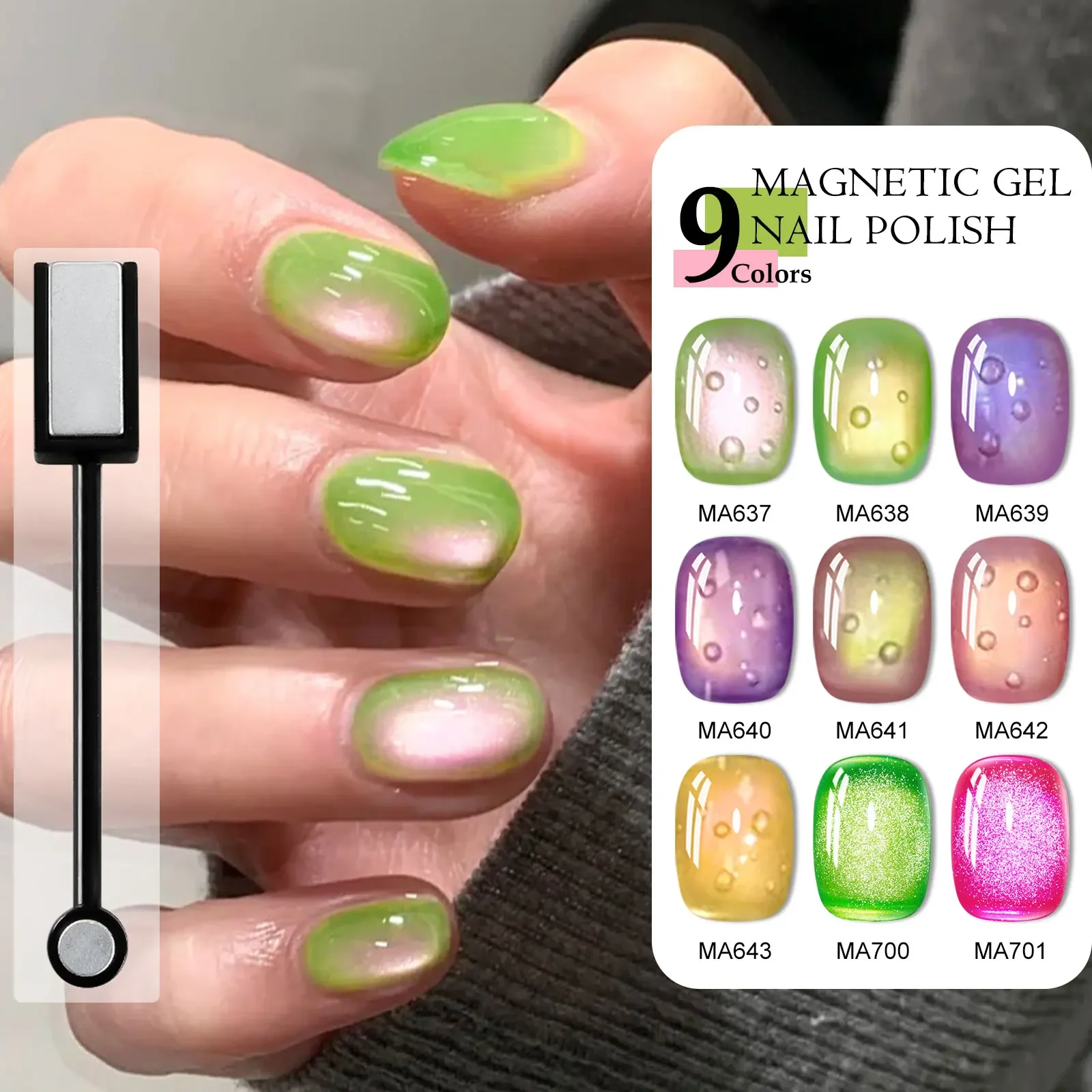 12 Pçs/set Gato Fluorescente Magnético Unha Gel Polonês Goiaba Verde Neon Cor Com Vara Magnética Semi-Permanente UV Gel Nail Art Kit