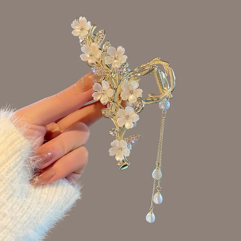 

Pearl Flower Tassel Hair Claw for Women Cute Sweet Hair Clip Girls Fashion Elegance Headdress Exquisite Hair Accessoires