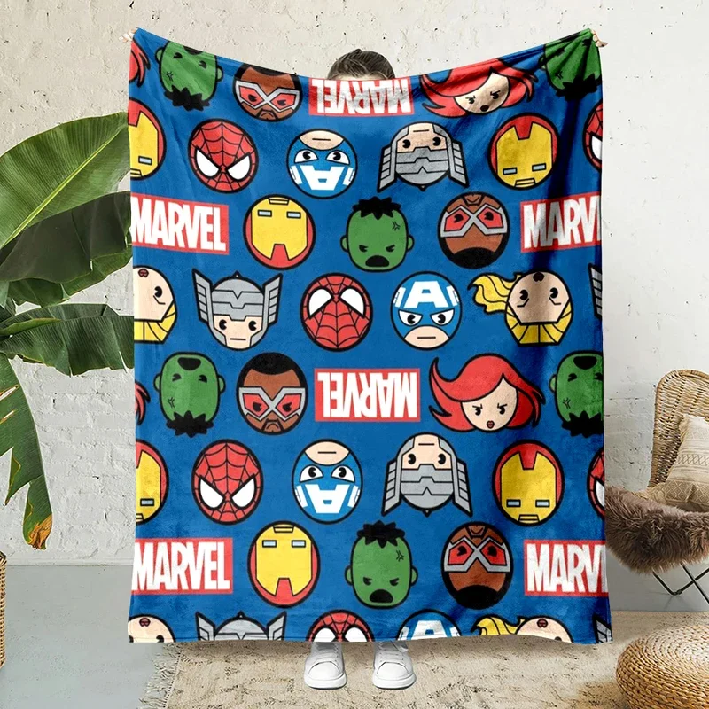 Disney Marvel-Avengers Superhero Cartoon Flannel Blankets Soft Fluffy Plush Blanket Sofa Office Quilt Throw Picnic Beach Towe @