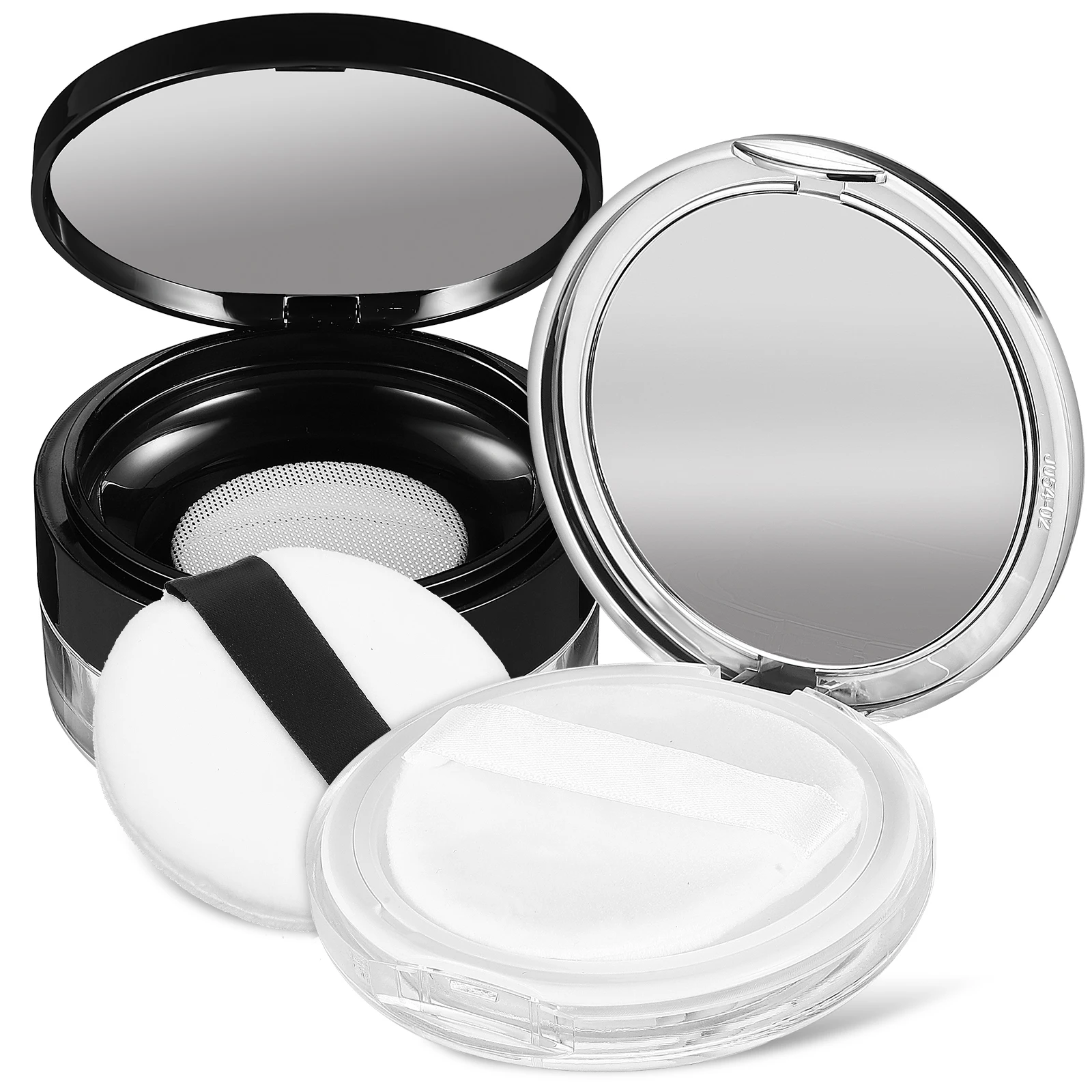 

2pcs Loose Box 20g Black Elastic Mesh 3g Silver Puff Empty Container Travel Makeup Containers Refillable Body