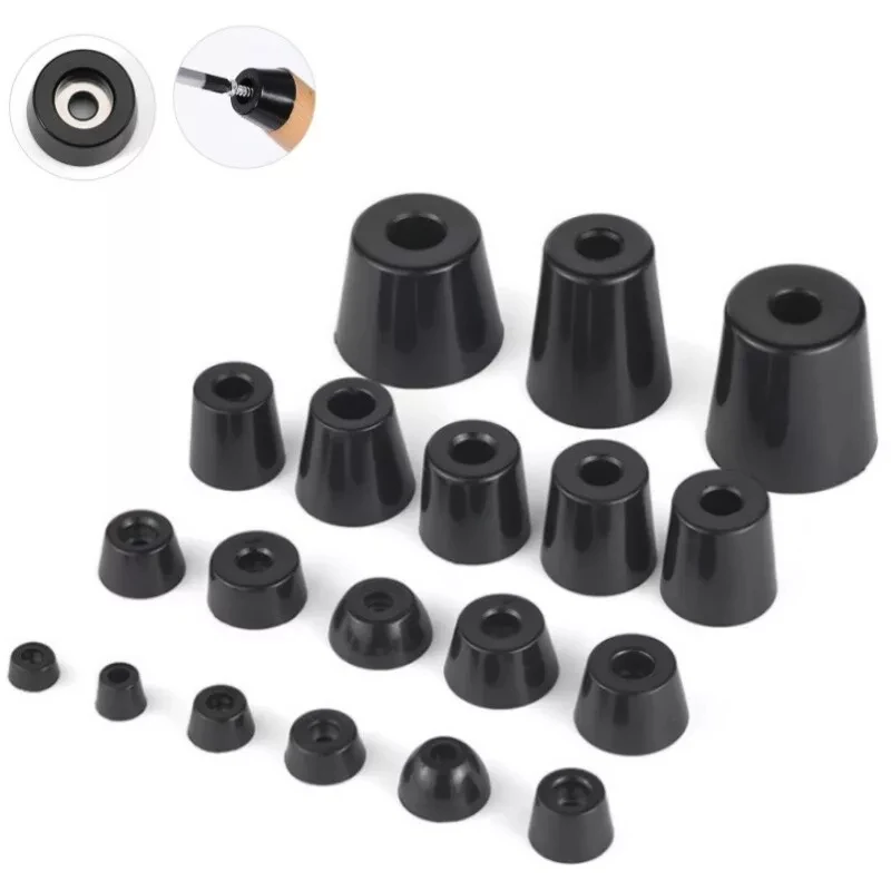 Black Rubber Bumper Furniture Pad Feet Leg Pads Tile Floor Protectors Table Leg Cover With Washers
