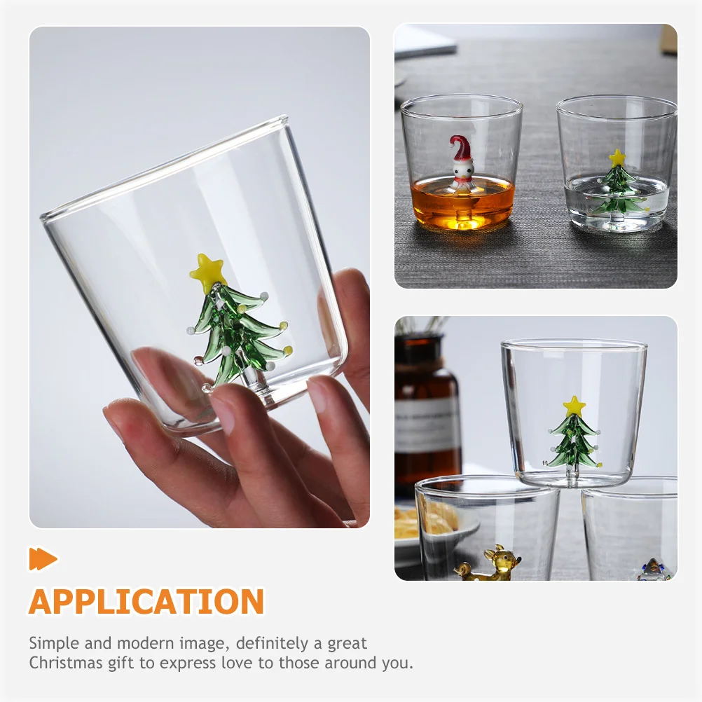 

3D Drinking Glass Snowman Built-in Christmas Tree Clear 300ml Party Beverage Cup Wine Glass Bar Supplies Gift