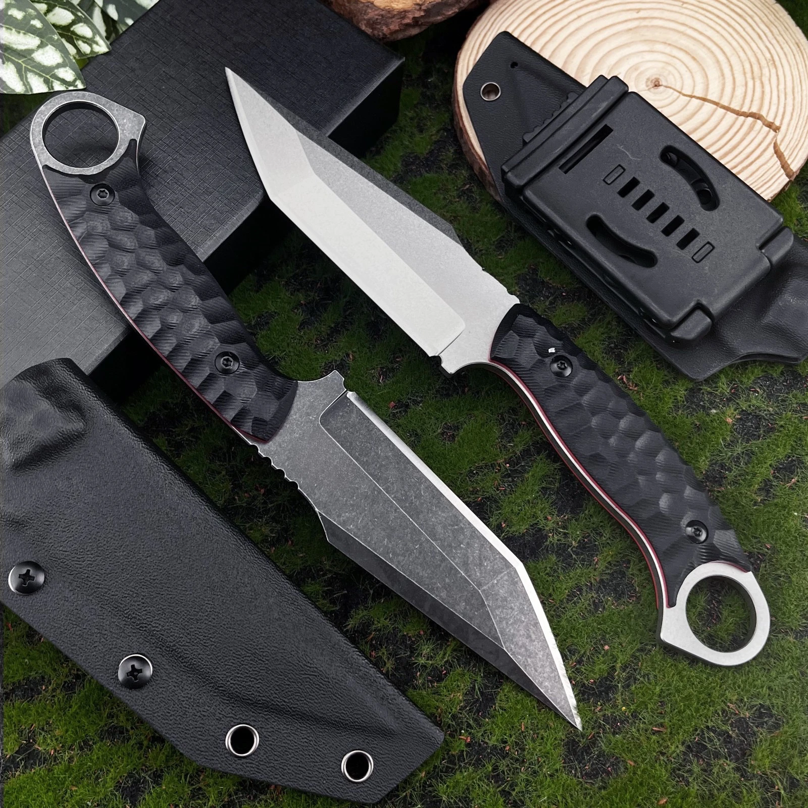 

Portable Full Tang Fixed Blade Tactical Knife - 7Cr13MoV Blade with Non-Slip G10 Handle, for Camping Survival Bushcraft Knives