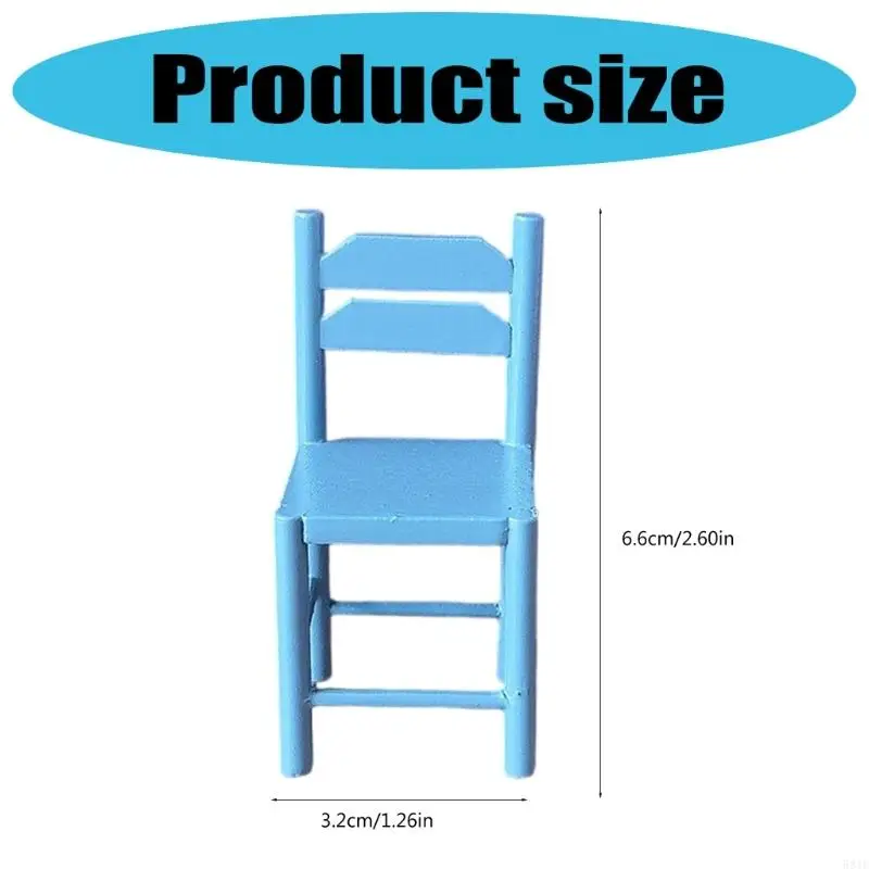 581F 1/12 Miniatuur houten stoelmodel Figurine voor realistische scène het poppenhuis