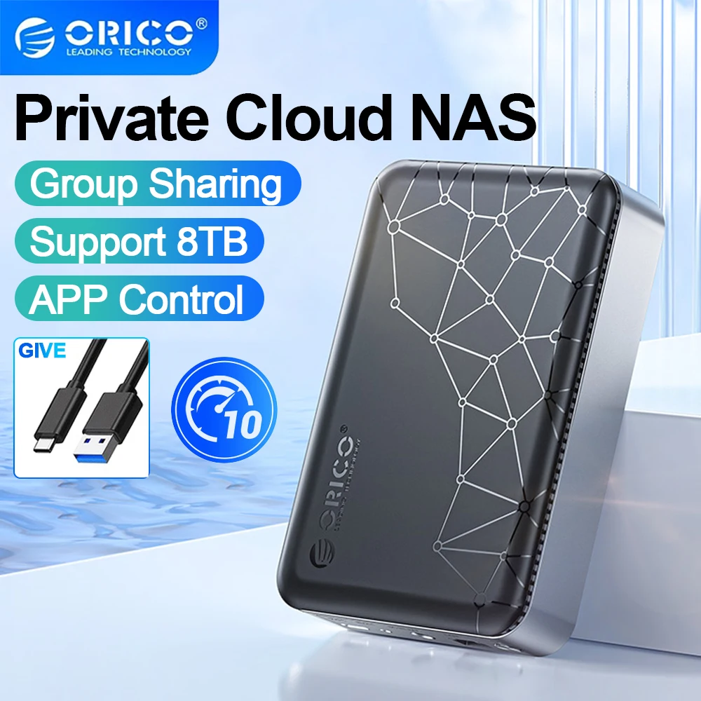 ORICO Private NAS Storage HDD Hard Drive Enclosure Network Box con adattatore per custodia esterna di accesso remoto di Backup automatico