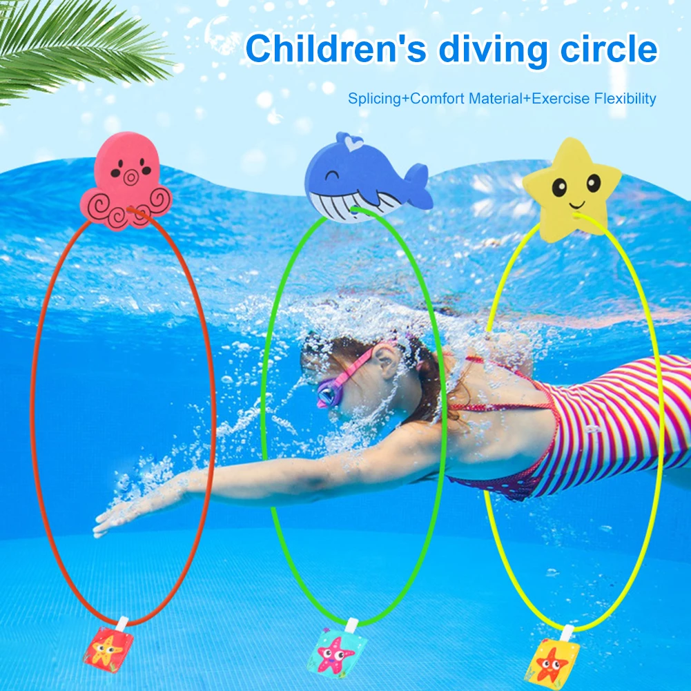 Brinquedos de água de mergulho de verão para crianças 80cm 1 conjunto anéis de brinquedo de mergulho nadar através de anéis forte resiliência melhores presentes de piscina para crianças