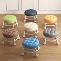 new Household Furniture Pulley Low Stool Small Footstool Children Round Stool Chair Living Room Mini Sofa Stool Move With Wheels