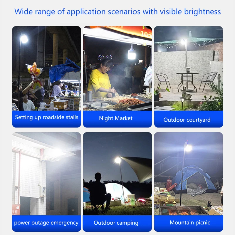 หลอดไฟชาร์จพลังงานแสงอาทิตย์ Night Market แผงลอยแสงอัตโนมัติมืดลานบ้านแสงในร่มห้องนอนควร   หลอดไฟด่วน