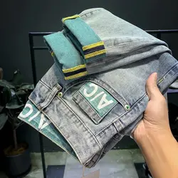 Designer 2024 Korean Style Men's Luxury Casual Denim Jeans Men's Summer Jeans Black Slim Fit Skinny Jeans Elastic Trousers Male