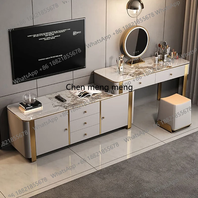 

Italian light luxury solid wood rock slab dresser TV cabinet integrated bedroom corner makeup table
