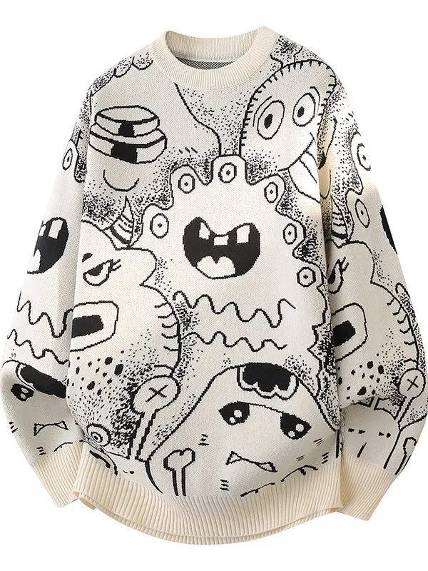 

Casual Versatile Thiened round Ne Knitted Sweater for Men Warm Trendy Loose Autumn Winter New Sle Base irt