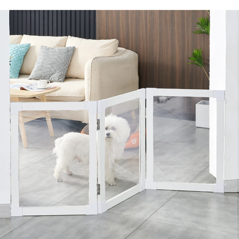 Small and Medium-sized Dog Fence Transparent Acrylic Door Sill Folding Combination Isolation Fence Easy Installation Pet Barrier