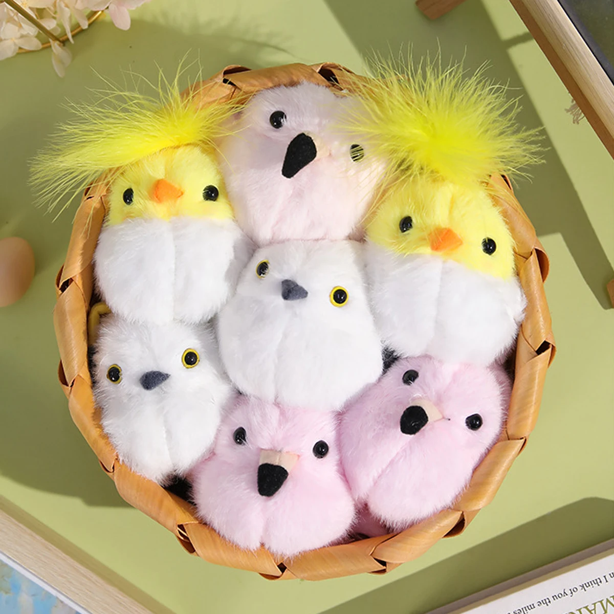 Lindo pájaro chirriante loro sacudir y hacer sonido juguete de peluche con llavero campana flamenco mochila colgante decoración regalo de Navidad 1 ud.