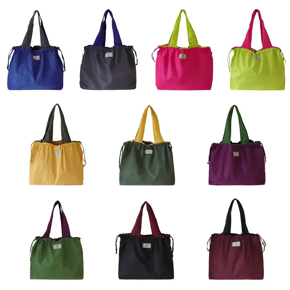 Foldable Eco-Friendly Drawstring Reusable Travel Grocery Bag Shoulder Bag Supermarket Shopping Bag Shopping Bag