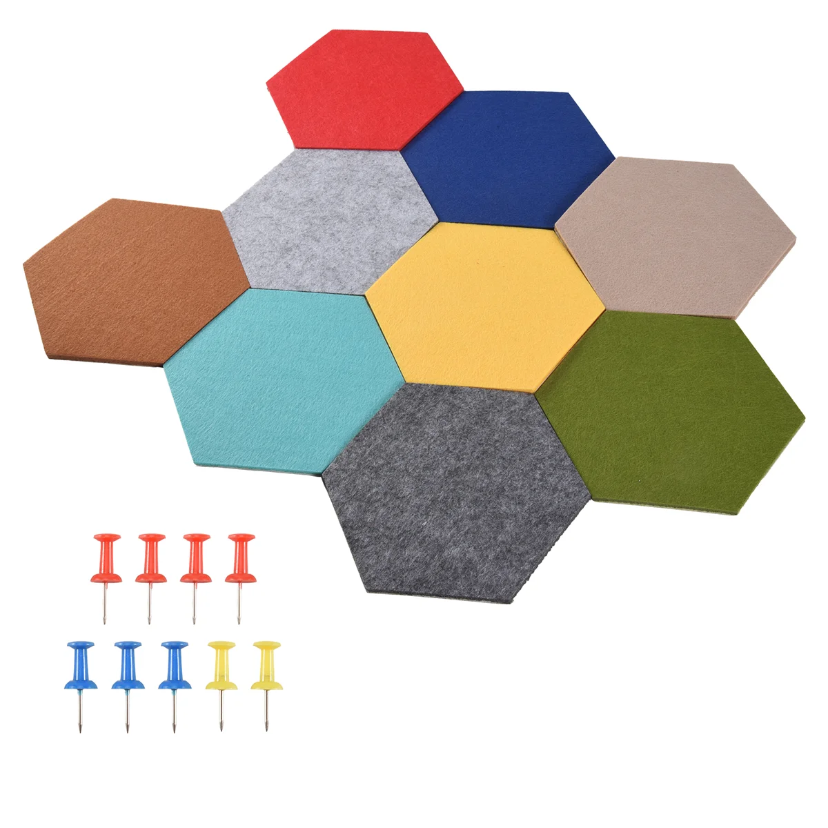 New Hexagon Pad Cork Board/Pin Board, 9-Pack Colorful Wall Tiles Memo Felt Board For Wall Stickers Home Decors