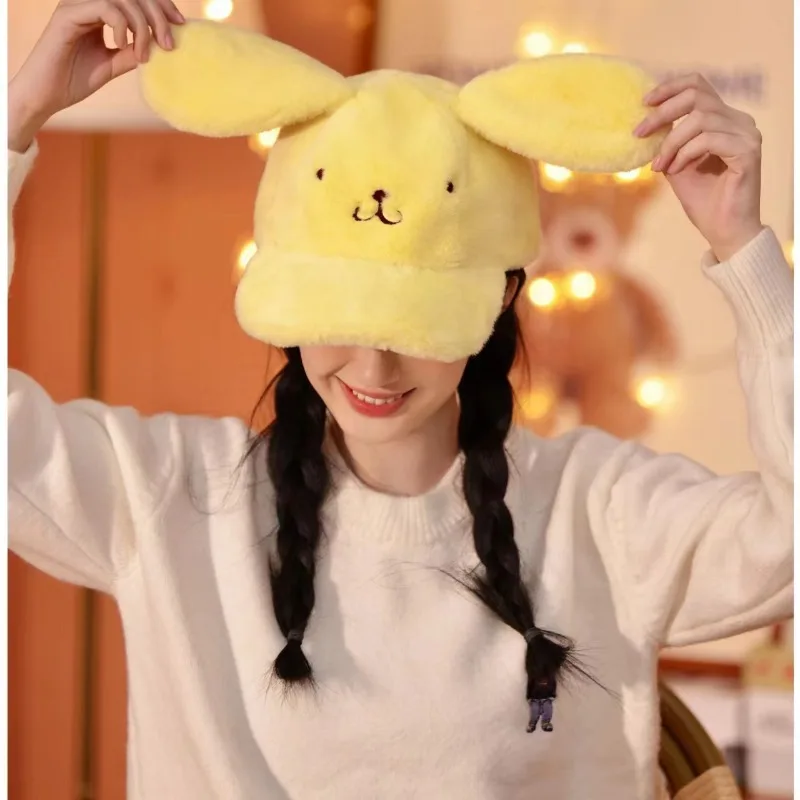 

Sanrio Cinnamoroll My Melody Anime Kawaii Lovely Warm Baseball Cap Cute Pochacco Kuromi Sun Protection Hat Students Gifts Toys