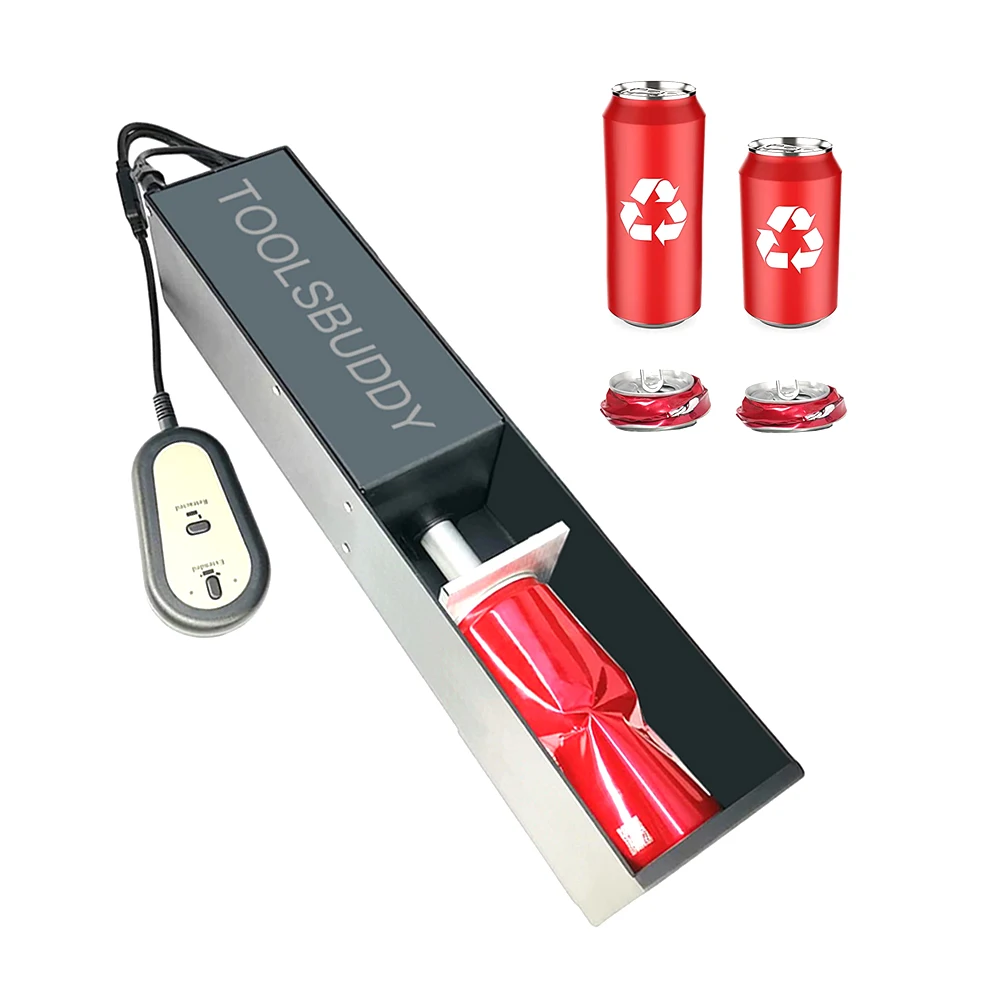 

Black Recycling 12oz / 16oz Beer Soda Seltzer Cans Compactor Electric Aluminum and Metal Can Crusher