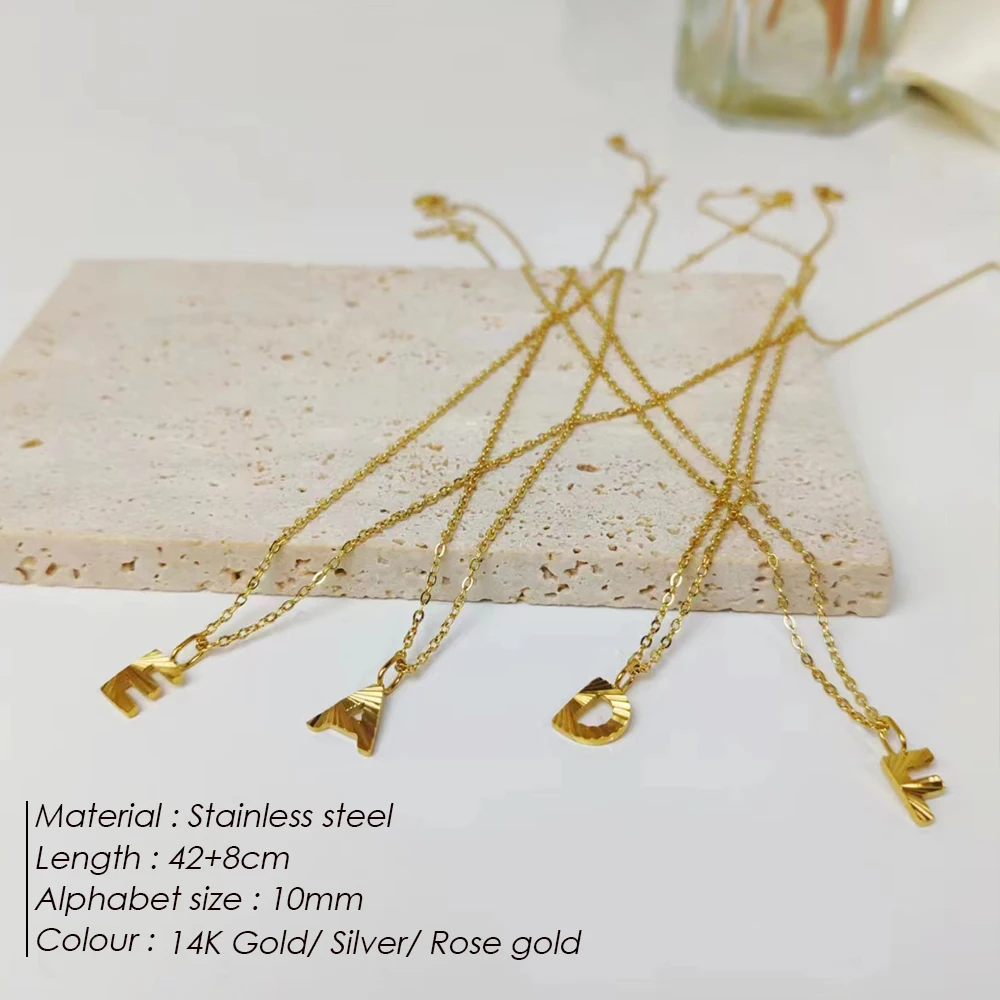 DIY Stainless Steel Necklace for Woman 26 Letters Name Initial Heart Pendant Necklace Accessories Jewelry Wholesale Dropshipping